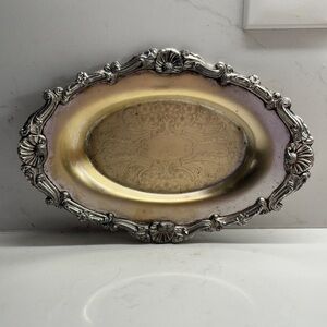 Vintage Henley Silverplate and Gold Oval Tray